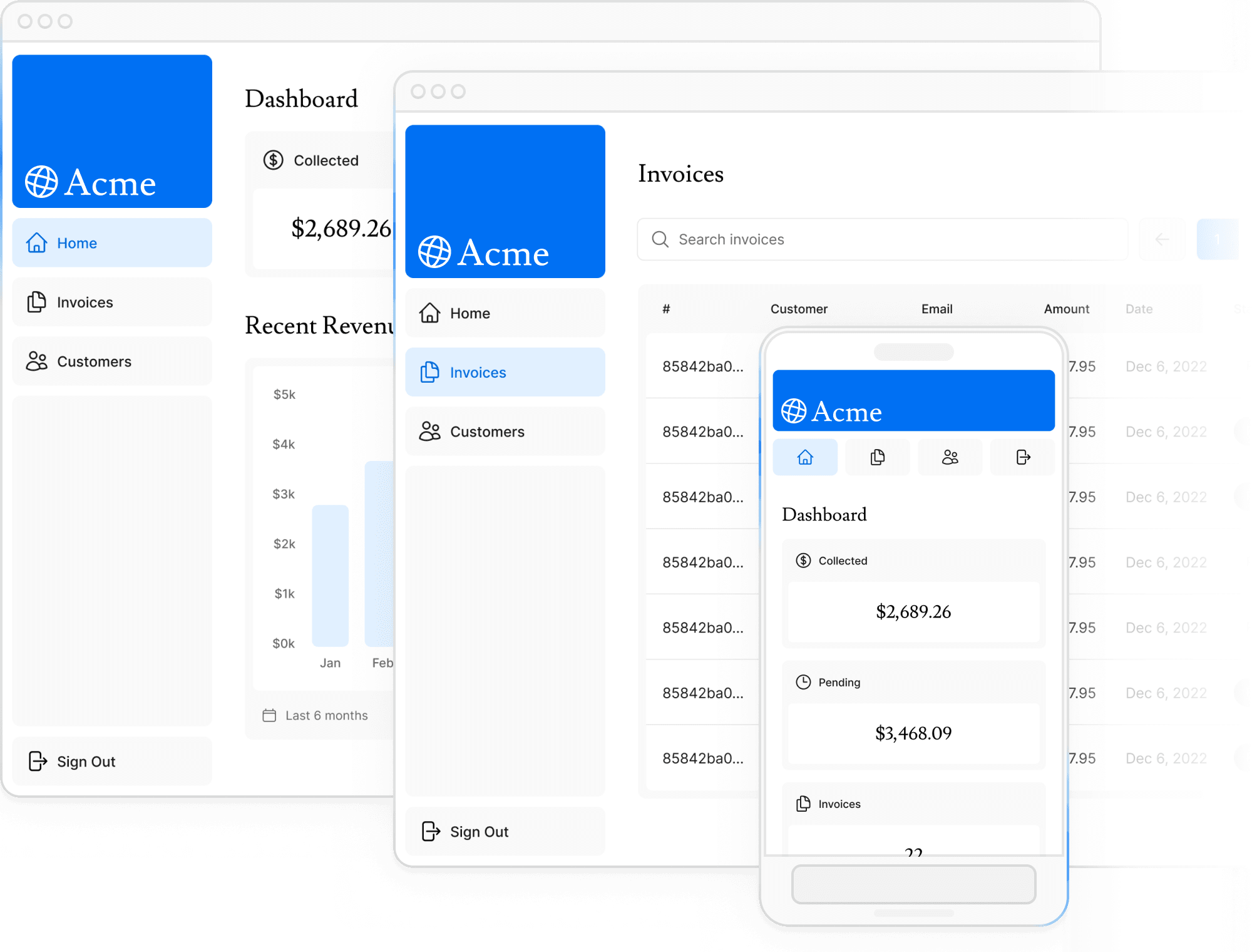 Screenshots of the rolodex project showing desktop version